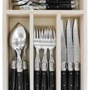 Andre Verdier Debutant Cutlery 24pcs Set Black 6 Spoons 23.5cm/6 Forks 21.5cm/6 Knives 23.5cm/6 Tsp 16.5cm
