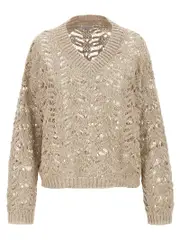 [Brunello Cucinelli] Brunello Cucinelli-Rustic Dazzling Net Maglioni Beige-Donna L Beige