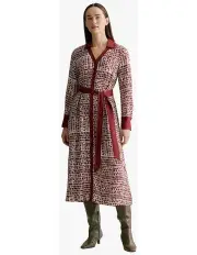 [Trenery] Geo Spot Shirt Dress in Oxblood