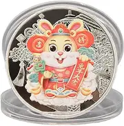 Rabbit Year Coin | Lunar Commemorative Coin Silver Colour | Bunny Lucky Coin Holiday Supply for Spring Party and Lunar