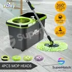 DR FUSSY 360°Spin Mop Bucket System Stainless Steel w/ 4 Microfiber Mop Heads