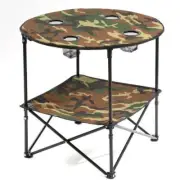 Unbranded Camouflage Camping Table 18.7" Foldable Lightweight W/ Cup Holders