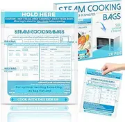 20 Pcs Microwave Steam Bags Zipper Steame Cooking Bags for Vegetables Potatoes Seafood Meat Veggie Frozen Food