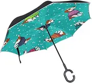 Double Layer Inverted Umbrella Cars Reverse Umbrella Dogs Sweaters Snow Windproof UV Proof Travel Outdoor Umbrella