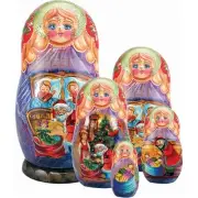 G.Debrekht Russia Nested Dolls Night Before Christmas 5 Nest Doll 6.5 in.