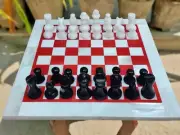 White Marble Chess Set Top, Carnelian Chess Board Vintage Gifts Decor