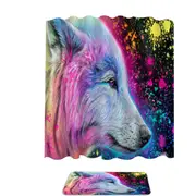 Colorful Animal Art Neon Rainbow Wolf Shower Curtain