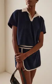 [Favorite Daughter] The Beach Cropped Terry Polo Shirt