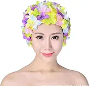 Swim Cap - Flower Swim Cap | for Long Hairs | Bathable | Petal Bathing Cap | Bathing Caps for Women | Swimming Hat Bathing Caps | Caps Ear Hair Protection | Vintage Floral Caps