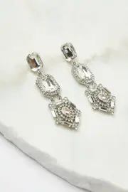 Metallic Crystal Dangle Earrings