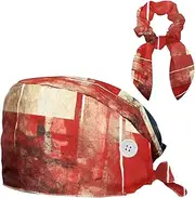 [YTYVAGT] Scrub Caps Women,Scrub Hats Suitable for Women,Birtish and Slovenia Retro Flag