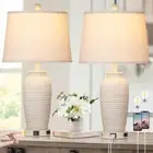 25" Farmhouse Jar Table Lamps Set of 2, 3 Way Touch Control Rustic Bedside La...