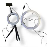 2 Ring Lights w/ Tripod Stand, Remote & Charging Cable – White
