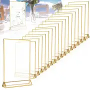 18x Acrylic Sign Holder DoubleSide Display Stand Gold Border Table FlyerHolder~