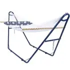 2-Person Rope Hammock with Blue Steel Stand and Pillow - Natural by Sunnydaze
