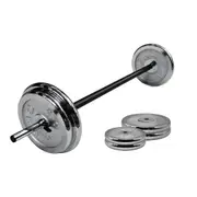 52kg Silver Weight Set - 10kgx2 + 15kgx2 + 140cm Hollow Bar - Commercial Grade