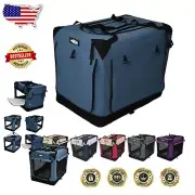 Collapsible 30" Soft Dog Crate with 4 Ventilated Doors & Fleece Bed Included