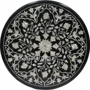 24 Inches Beautiful Design Inlay Work Coffee Table Black Marble Entryway Table