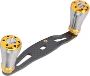 Fishing Wheel Knob Replacement, Fishing Reel Handle Reel Rocking Grip 95MM Rocking Handle Grip Left Right Wheel Knob Replacement (Gun Gold)