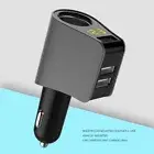 3-USB Car Charger Adapter with Cigarette lighter Smart Fast Charge Socket gray
