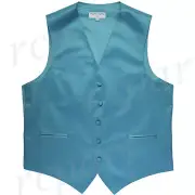 New Men's Formal Tuxedo Vest Waistcoat only solid Aqua blue wedding prom