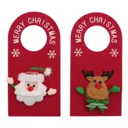 Set of 2 Christmas Door Knob Hanger Hanging Decoration Santa Reindeer
