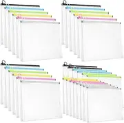 Yexiya 30 Pcs Clear Plastic Zip Envelopes A4 Zipper Document Folder Letter Size File Folder Expanding Envelope Pouch for Paper Pencil Storage Office Supplies, 13 x 9.7 Inch (Stylish Colors)