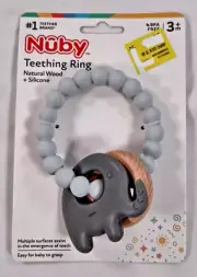 Nuby Teething Ring Natural Wood Silicone, ages 3+ months