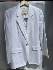 Club Monaco women’s white linen suit jacket size 14 single breasted