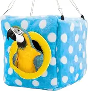 MEWTOGO Large Size Bird Snuggle Hut Nest with Thickened Top and Bottom- Winter Warm Plush Birds House Hanging Hideaway Cave Bed Toy for Large Birds Macaws African Grey Cockatoos Amazon Parrots (Light)