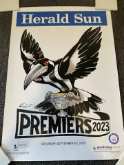 2023 MARK KNIGHT LIMITED EDITION PREMIERSHIP #113 POSTER COLLINGWOOD MAGPIES