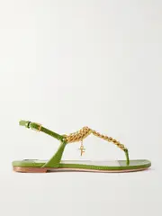 [TOM FORD] TOM FORD - Zenith Chain-embellished Lizard-effect Leather Slingback Sandals - Green - IT36.5 IT 36.5 Green