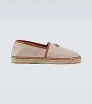 [Valentino Garavani] Valentino Garavani VLogo leather-trimmed canvas espadrilles AU 6 beige
