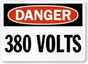 380 Volts Osha Danger Aluminum Weatherproof 8" x 12" Sign p00118