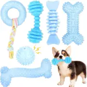 Puppy Toys, 6 Pack Dog Chew Toys for Puppy, Cute Blue Small Dog Toys, Teething T