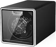 [POUILLA] Metal Matt Finish Automatic Single Watch Winder Black with Quiet Mabuchi Motor