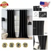 Set of 2 Velvet Room Darkening Curtains 96-Inch - Luxurious Light Blocking
