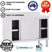 Stainless Steel Kitchen Work Bench Table Storage Cabinet Sliding Doors Outdoor