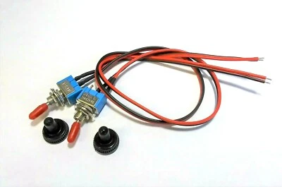2 BBT Pre-Wired 125 volt 6 amp Mini Toggle Switches with Waterproof Boots