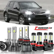 For Acura RDX 2008-2015 8PCS Front LED Headlights Hi/Lo Beam+DRL Fog Light Bulbs