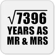 [Designsify] Gifts, 86th Anniversary Square Root of 7396 Years As Mr & Mrs, Drink Coaster Mat Wipe-Clean Non-Slip Non-Skid Cork Back, for Birthday Mom Dad Parents Fathers Mothers Day Party