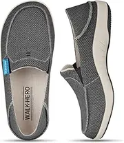 [WALK·HERO COMFORT AND SUPPORT] Slip On Shoes Women, Comfortable Loafers for Women Shoes with Arch Support, Orthopedic Walking Boat Shoes Women, Indoor Outdoor House Shoes with Non-Slip Rubber Sole