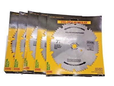 Vintage 5 PACK IRWIN All Purpose 7-1/4" Circular Saw Blade Smooth Cut USA MADE