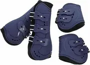 EXAOMBLE 4pcs Horse Leg Boots Open Front Fetlock Guards for Jumping Trail Riding Use Stylish Design Easy Application for User Convenience