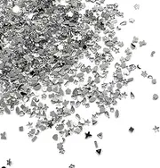 HAIKING Nail Rhinestones, 500 PCS Flower Star Butterfly Shape Flat Back Nail Art Charms for Nail Art Decorations, DIY Crafting Accessories (Silvery)
