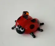 Lady Bug w Baby Bug~MiniCollectible Hand Blown Art Glass Figurine~Handmade Tiny