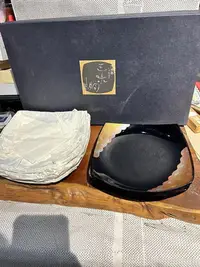 在飛比找Yahoo!奇摩拍賣優惠-日本回流 山中塗漆器木胎漆器重金蒔繪茶托 托盤 果盤 木盤