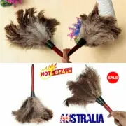 Anti Static Genuine Ostrich Feather Duster Wooden Handle Brush Clean TO