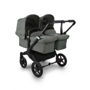 Bugaboo Donkey 5 Twin bassinet and seat pram Forest green sun canopy, forest green fabrics, black chassis