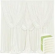 6 Panels Ivory Backdrop Curtains for Wedding Party Wrinkle Free Backdrops Curtain Drapes Fabric Decorations Photo Back Drop Cloth for Baby Shower Photography Stage Reception 30ft(W) x 12ft(H)